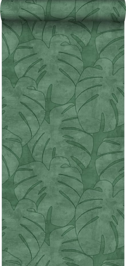 ESTAhome behang monstera bladeren donkergroen - 53 cm x 10.05 m - 139004