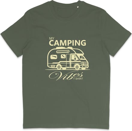 Heren en Dames T Shirt - Kamperen Camping Camper - Khaki Groen - M