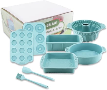 8-in-1 Siliconen Bakvormen voor Muffins, Brood, Taarten en Donuts met Deegschraper en Bakborstel