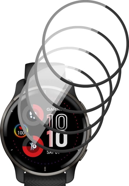 Screenprotector geschikt voor Garmin Venu 2 Plus - PET Glasfolie Full Screen Protector - 4 Stuks