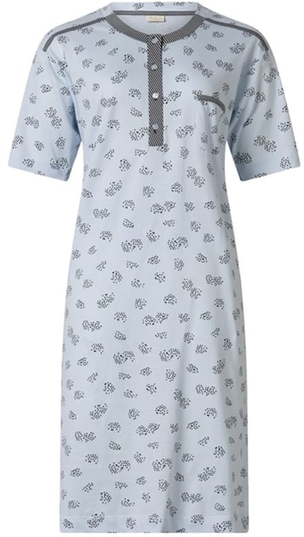 Lunatex - dames nachthemd 224135 - single jersey - blauw - maat L
