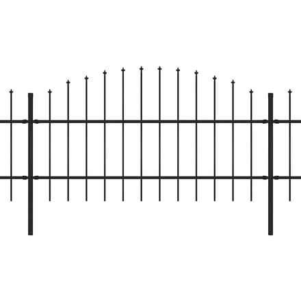 vidaXL - Tuinhek - met - speerpunt - staal - 671x100 - cm - zwart