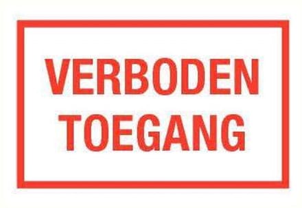 Verboden toegang tekstbord - kunststof 320 x 200 mm