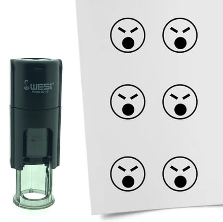 CombiCraft Stempel Smiley Boos 10mm rond - zwarte inkt