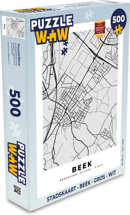 Puzzel Stadskaart - Beek - Grijs - Wit - Legpuzzel - Puzzel 500 stukjes - Plattegrond