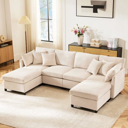 Clruro Hoekbank - L-vorm - Modulair met afneembare hocker - Chenille