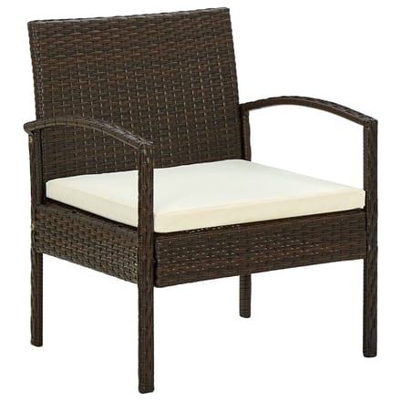 vidaXL - Tuinstoel - met - kussen - poly - rattan - bruin