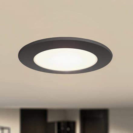 Prios LED inbouwspot Rida, zwart, Ø 12 cm, CCT, IP44