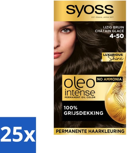 Syoss Oleo Intense - Haarverf - 4-50 - Ijzig Bruin - 115ml x 25