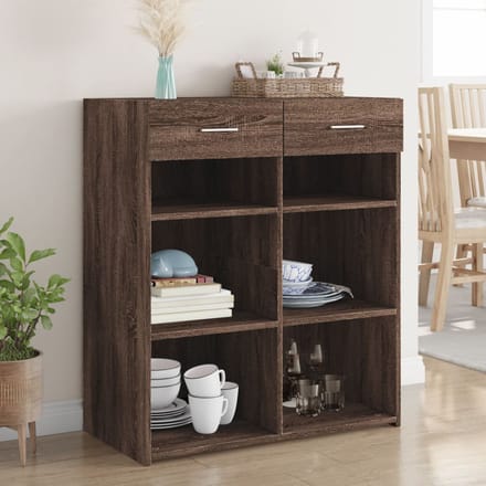 vidaXL - Dressoir - 80x42,5x93 - cm - bewerkt - hout - bruin - eikenkleur