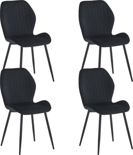 Colenis® - Sunny Eetkamerstoel - Set Van 4 - Zwart - Velvet - Industrieel
