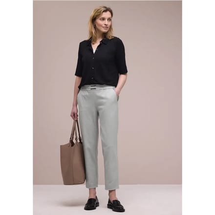 Mid Waist Slim Legs broek met gesp