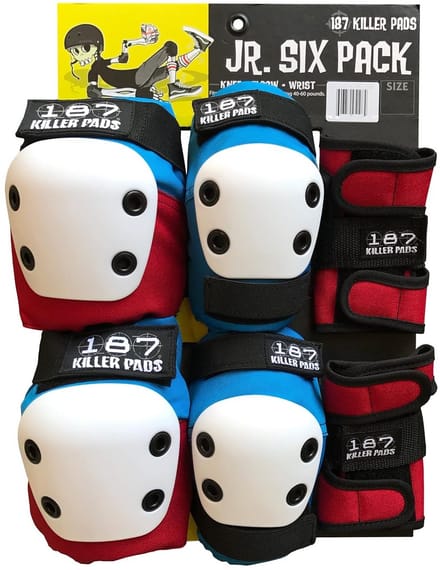 Skateboard Beschermers Set Junior Zesdelig Rood Wit Blauw
