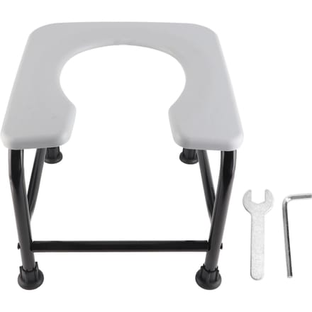 Draagbare Commode Stoel Toiletbril Ouderen Zwangere Vrouw Badkamer Zitten Badkruk Zwart grijs