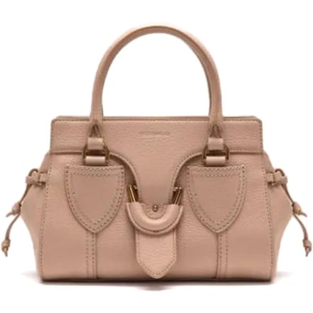 COCCINELLE Leren Schoudertas Handtas York Handbag Grained Leather Rosette Beige