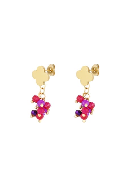 Oorbellen festive clover - fuchsia