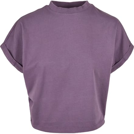 Urban Classics - Short Pigment Dye Cut On Sleeve Dames Tshirt - S - Paars
