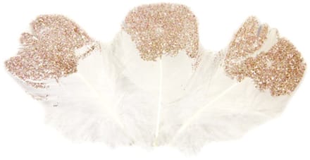HOBI - 25 Witte en Roségouden Glitterveren 7,5 cm voor Decoratie