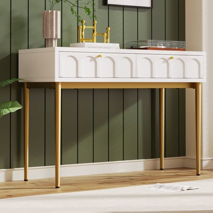 Kaptafel - 76,5x100x45 cm - 2 Lades - Spaanplaat - Crème Wit