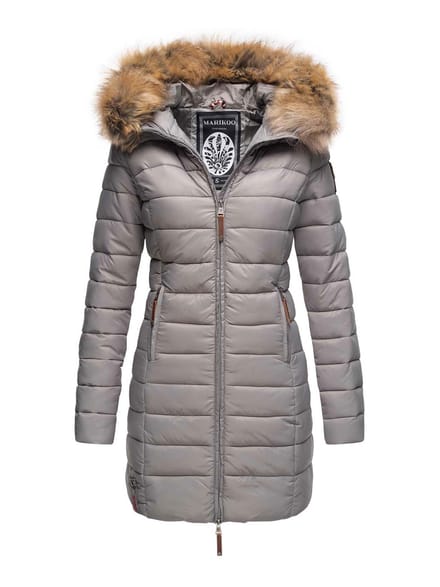Marikoo damesjas Rose met gewatteerd design & afneembare imitatiebontkraag