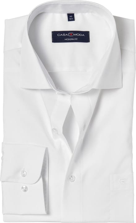CASA MODA modern fit overhemd - mouwlengte 7 - wit - Strijkvriendelijk - Boordmaat: 40 (EU maat: M)