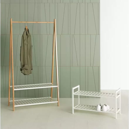 Argos Home Kitt Bamboo 2 Plank Schoenenrek - Wit