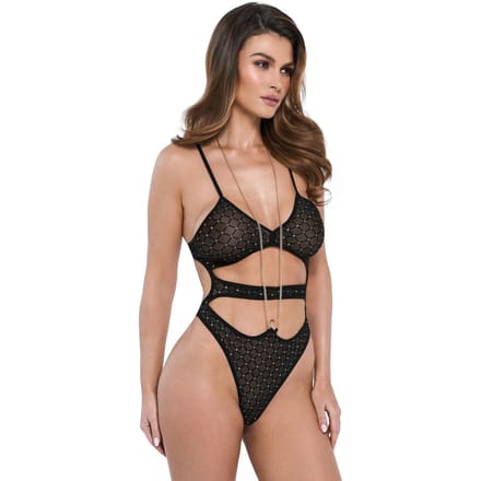 Luxueuze tule-body met gouden borduursels