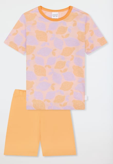 Korte pyjama met citroen- en perzikoranje motief - Kids Nightwear 98
