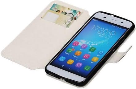 Cross Pattern TPU Bookstyle Wallet Case Hoesje Geschikt voor Honor 4 A / Y6 Wit