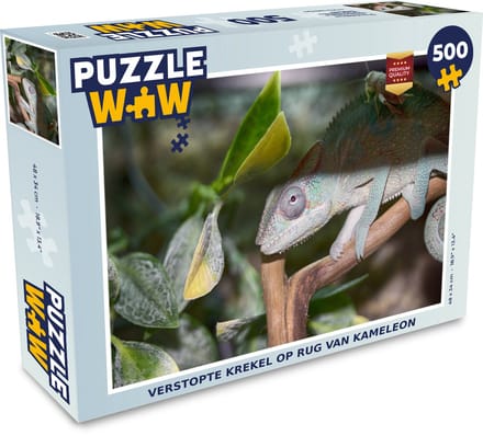 Puzzel Verstopte krekel op rug van kameleon - Legpuzzel - Puzzel 500 stukjes
