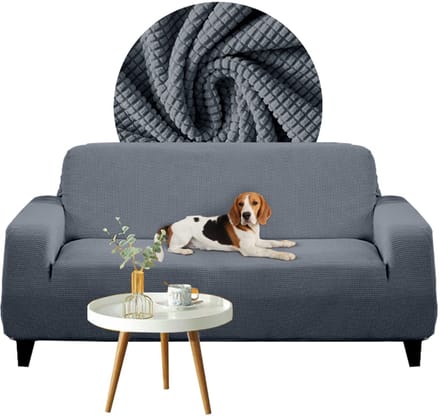 Hoes voor 4-zits bank 235-300cm grijs, dik jacquard, elastisch