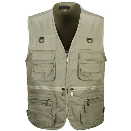 Gilet de pêche d'extérieur à séchage rapide Gilet de pêche respirant multipoches Veste de pêche Veste d'extérieur XL kaki