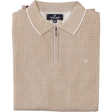 Fellows United Fellows United Pullover Lange Mouw Half Zip Structure Plated Fond Beige  L