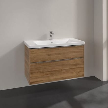 Villeroy & Boch Subway 3.0 vanity unit 97.3 cm, 2 drawers, handles glossy C57000RH