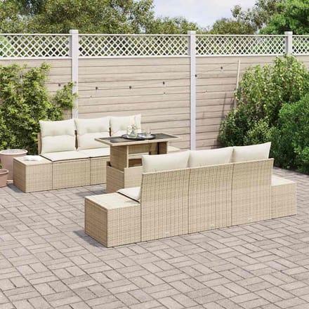 vidaXL - Tuinbank - Set - 7 - st - Beige - en - Crème