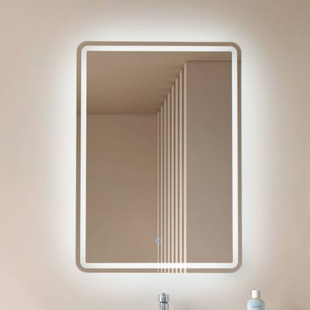 Lucande LED-spiegel Celestiel, hoekig, verwarmbaar, CCT, 70 cm
