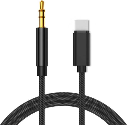 ThunderGold Aux Kabel USB C Auto - USB C naar Headphone Jack Audio Aux Kabel - 3,5 mm - 1 Meter - Zwart