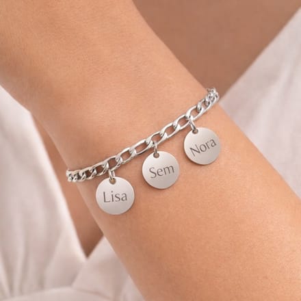 Schakelarmband met 3 Muntjes Goud