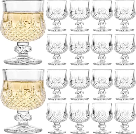 18 stuks Transparante Borrelglazen - 45 ml Vintage Likeurglazen voor Tequila en Sherry