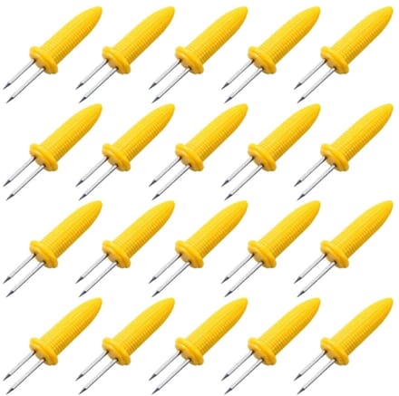 20x Maisprikkers – Roestvrijstaal met Geel Handvat – Voor Maïskolven & BBQ