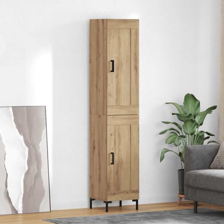 vidaXL - Highboard - Artisan - Eiken - 34,5 - x - 34 - x - 180 - cm - Bewerkt - hout