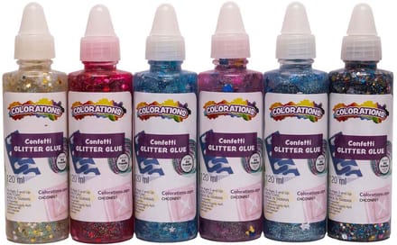 Colorations glitterlijm confetti 118 ml set van 6 knutselplezier.