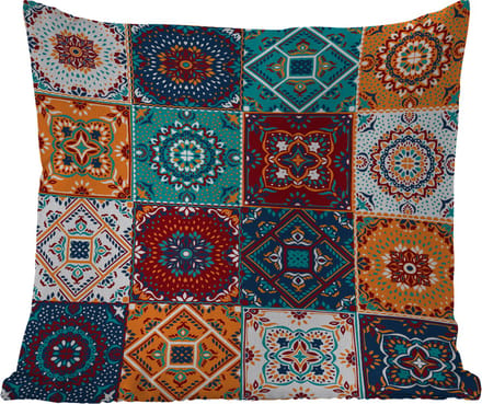 Buitenkussen - Retro - Bladeren - Design - Oranje - Bruin - 45x45 cm - Weerbestendig