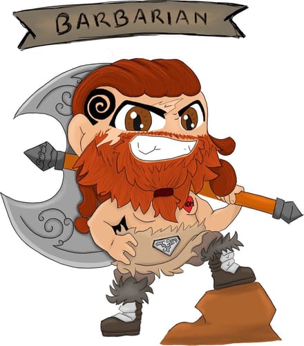Chibi barbarian post card