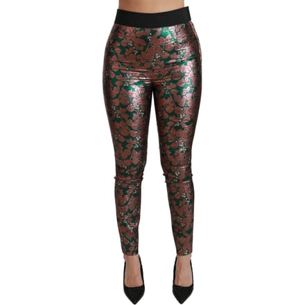 Dolce & Gabbana Groene Bronzen Blad Panty Skinny Broek