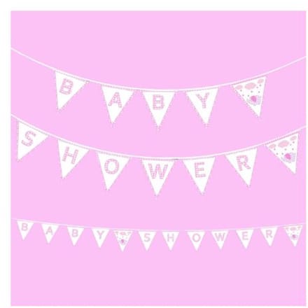 Vlaggenlijn baby shower roze