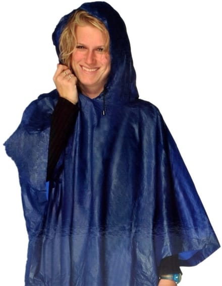 4x stuks blauwe regenponcho met capuchon voor volwassenen