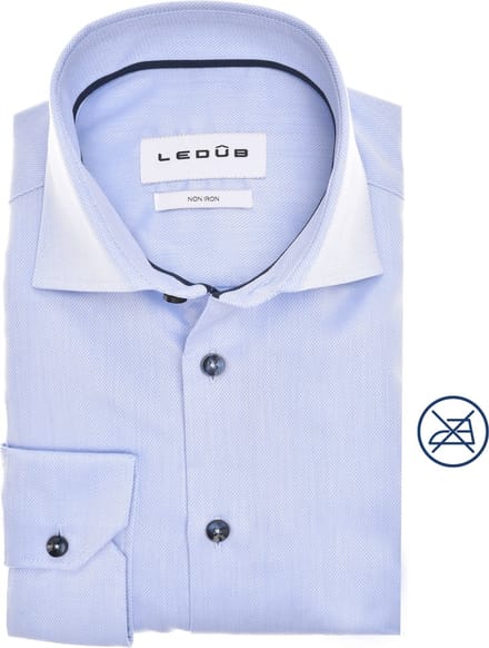 Ledûb overhemd modern fit lichtblauw mouwlengte 7