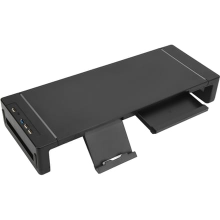 Monitorstandaard Verhoger RGB Opvouwbaar Verstelbare Lengte USB3.0 Opladen Bureauverhoger met Opbergdoos black