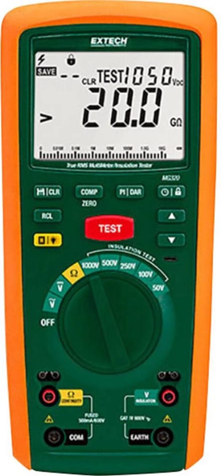 Extech MG320 Isolatiemeter – 50 V, 100 V, 250 V, 500 V, 1000 V – 20 GΩ